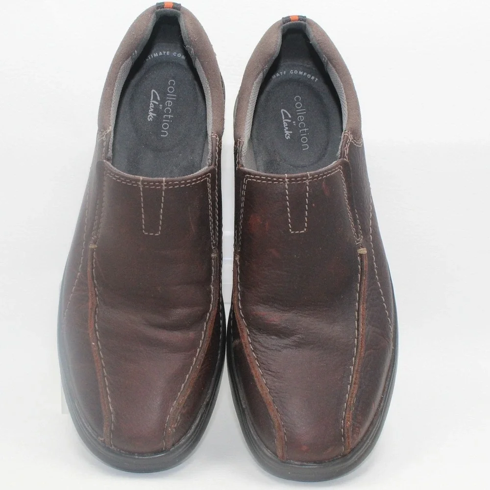 Clarks Collection Mens Brown Leather Slip On Loafers 261196147085 Size 9.5 M